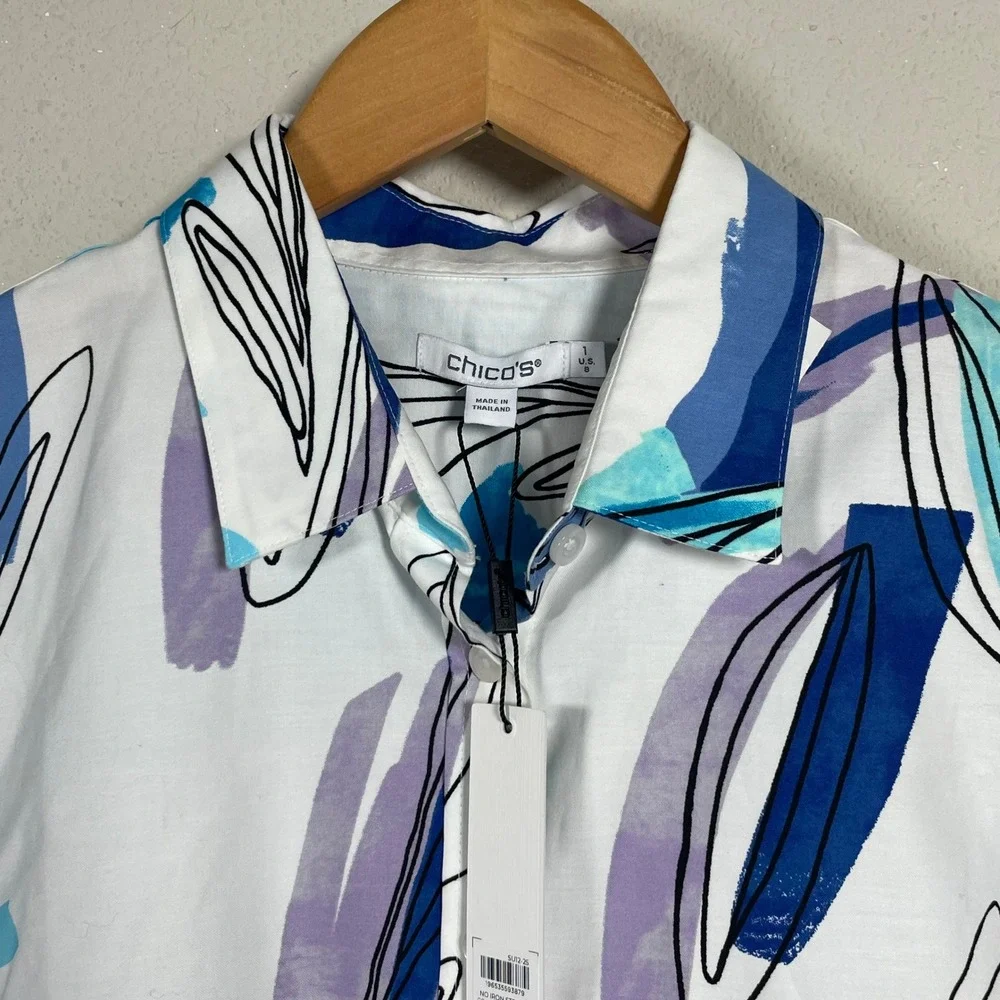Chico's Floral Midi Dress Women Size Medium Blue‎ Purple Sleeveless Botanical